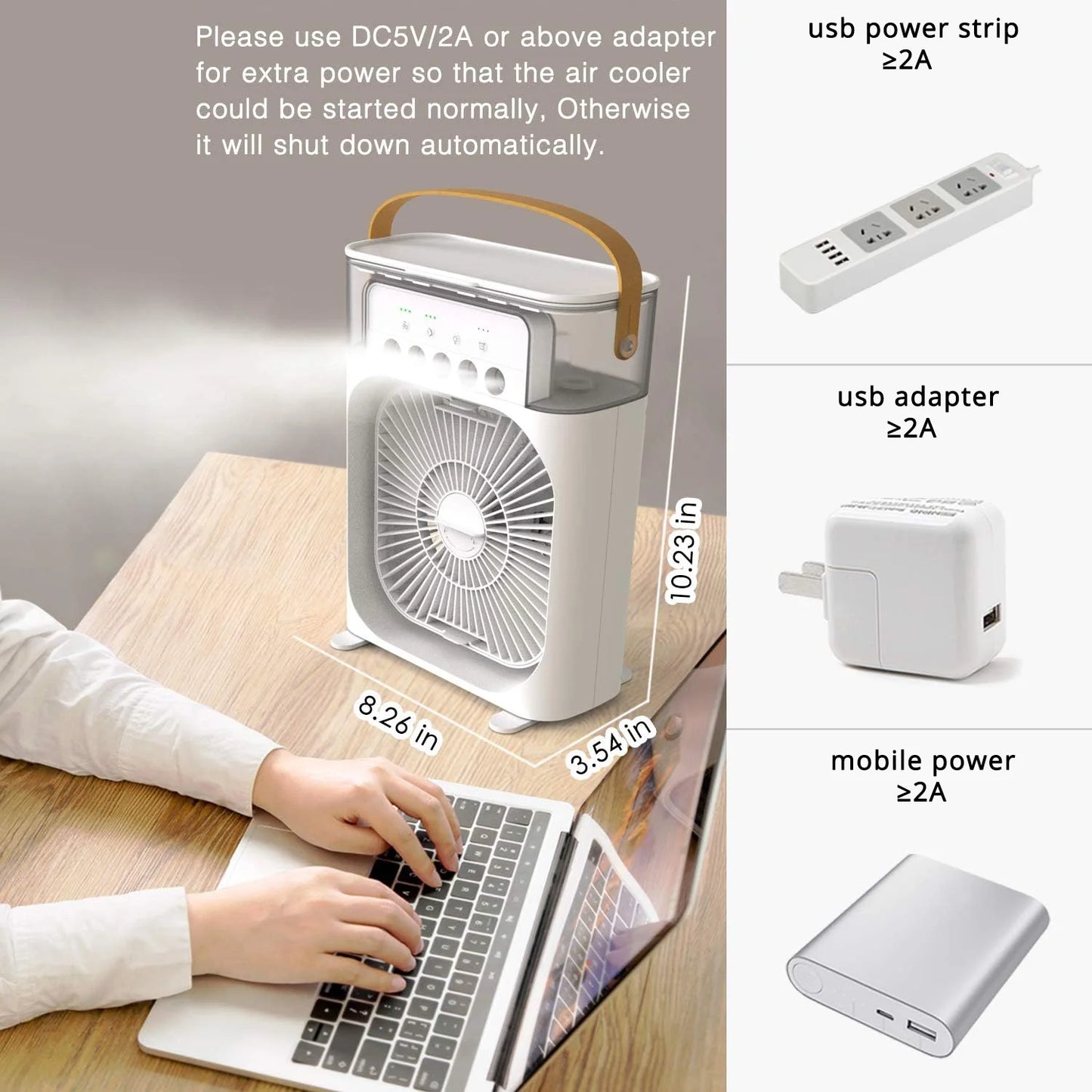 Compact Silent Mini Air Conditioner & Humidifier - Perfect for Home & Indoor Cooling