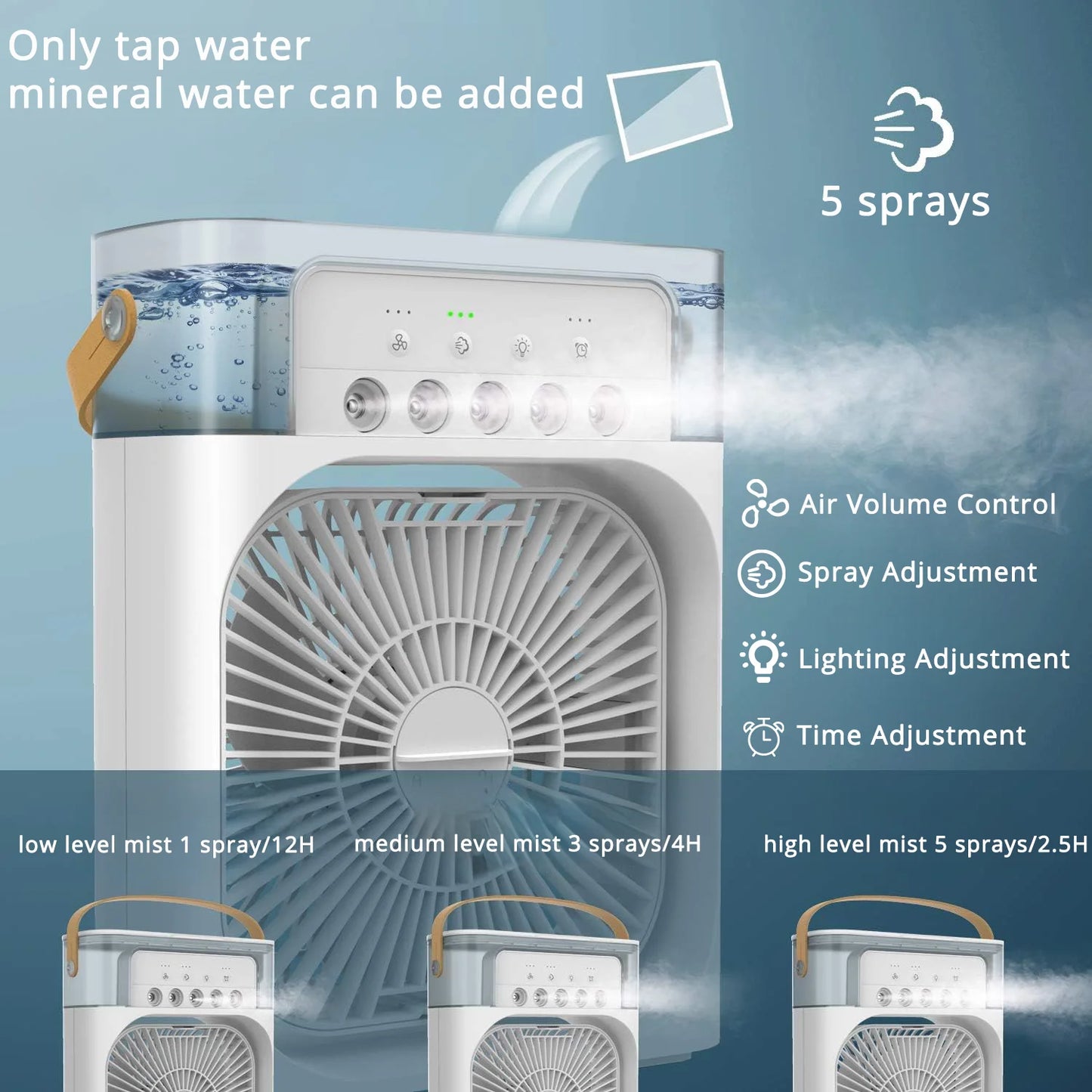 Compact Silent Mini Air Conditioner & Humidifier - Perfect for Home & Indoor Cooling