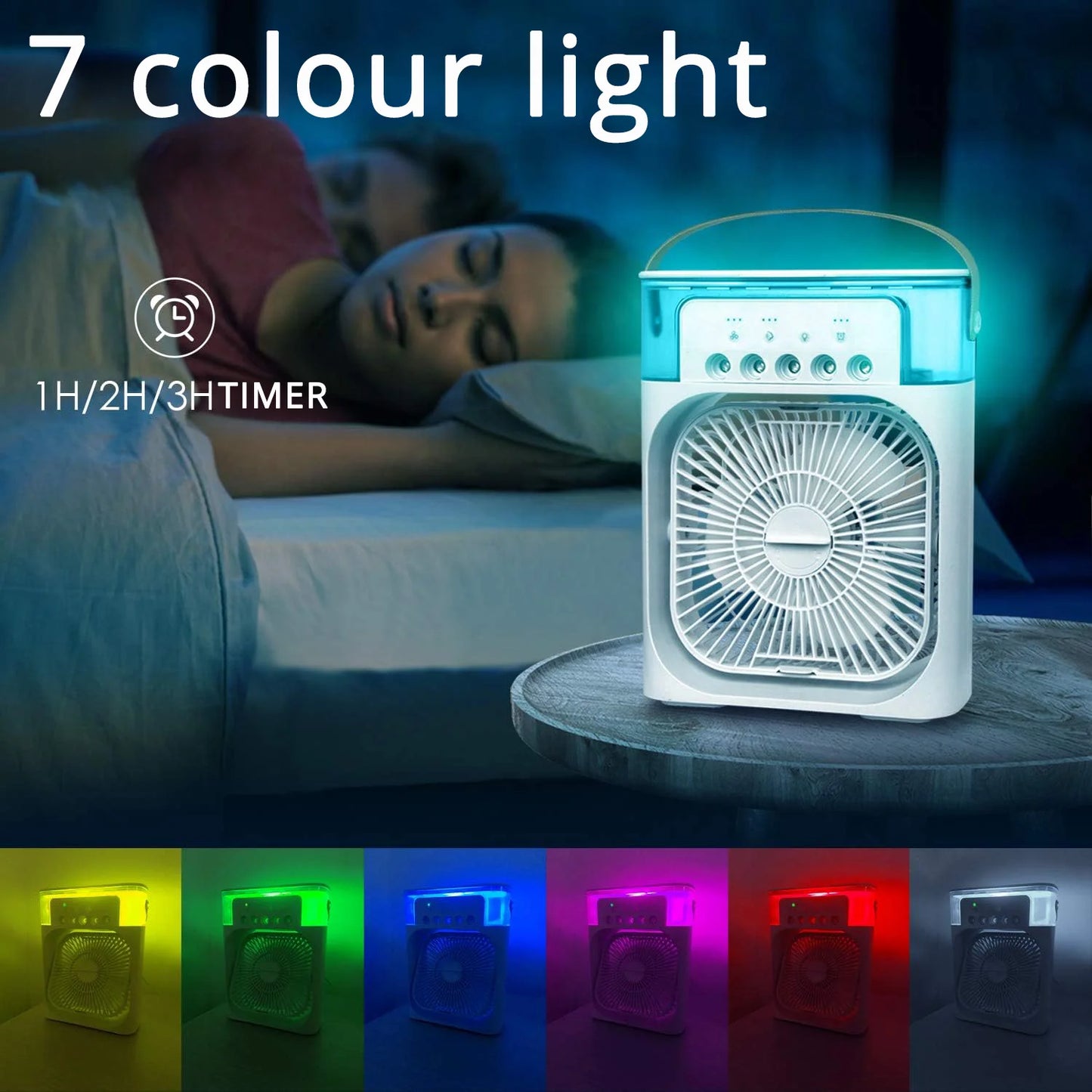 Compact Silent Mini Air Conditioner & Humidifier - Perfect for Home & Indoor Cooling