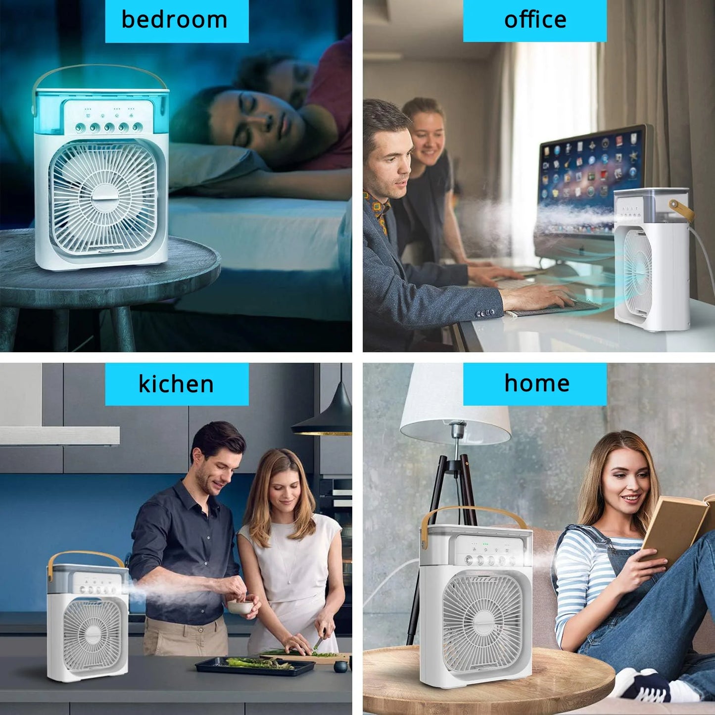 Compact Silent Mini Air Conditioner & Humidifier - Perfect for Home & Indoor Cooling