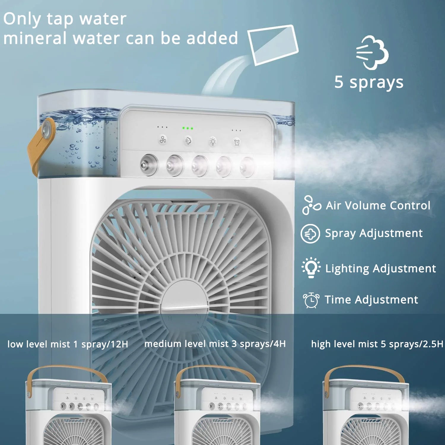 Compact Silent Mini Air Conditioner & Humidifier - Perfect for Home & Indoor Cooling